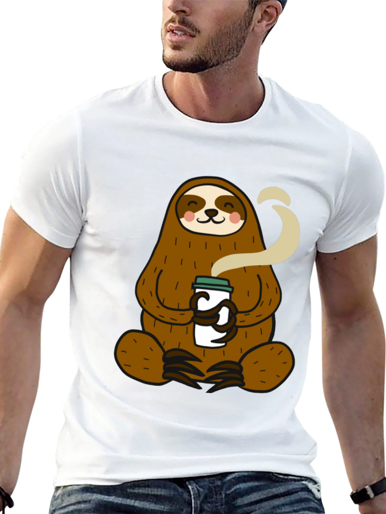 Black Sloth Coffee Lover Graphic Tee - Relaxed Fit Black T-Shirt view 13
