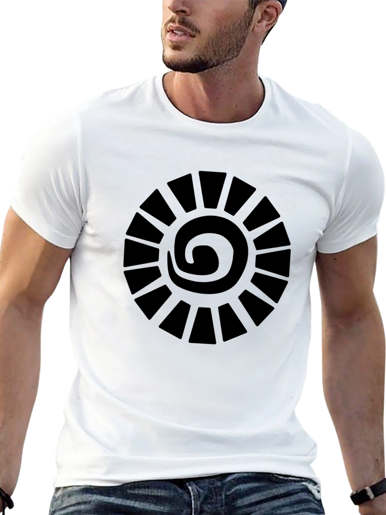 Black Black Graphic Tee - Sun Circle Design view 13