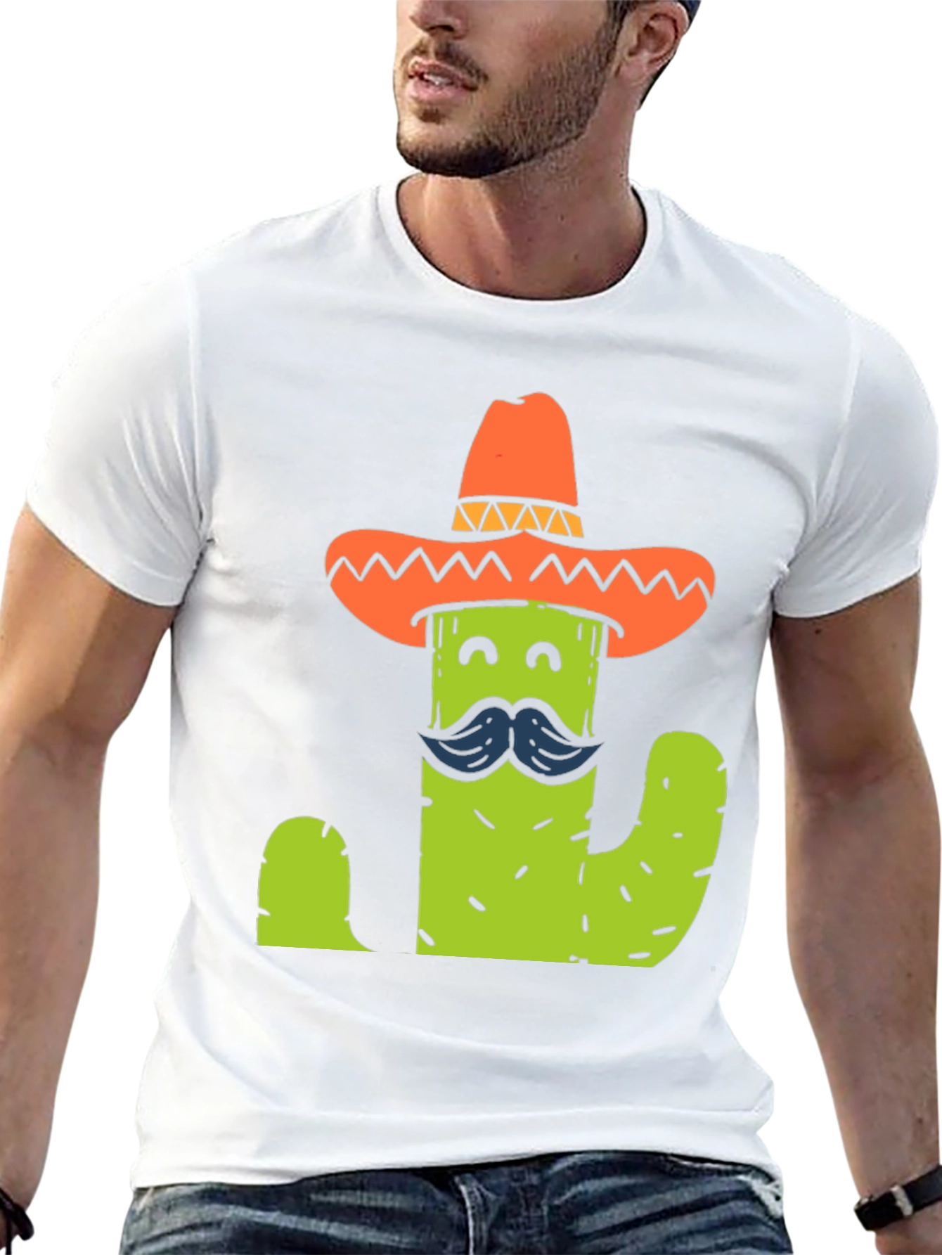 Black Cactus Sombrero T-Shirt - Funny Graphic Tee view 13
