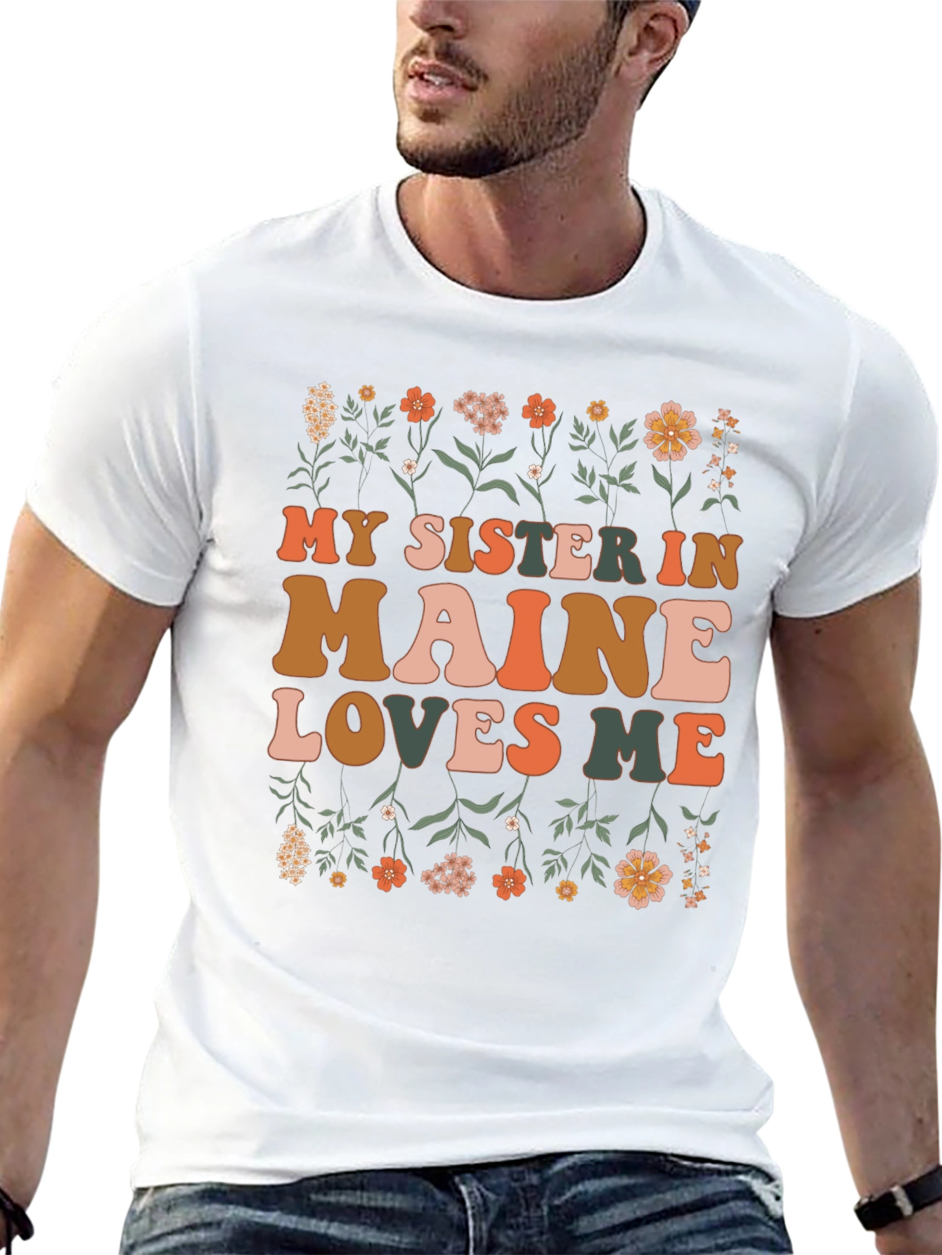Black My Sister in Maine Loves Me Graphic T-Shirt view 13
