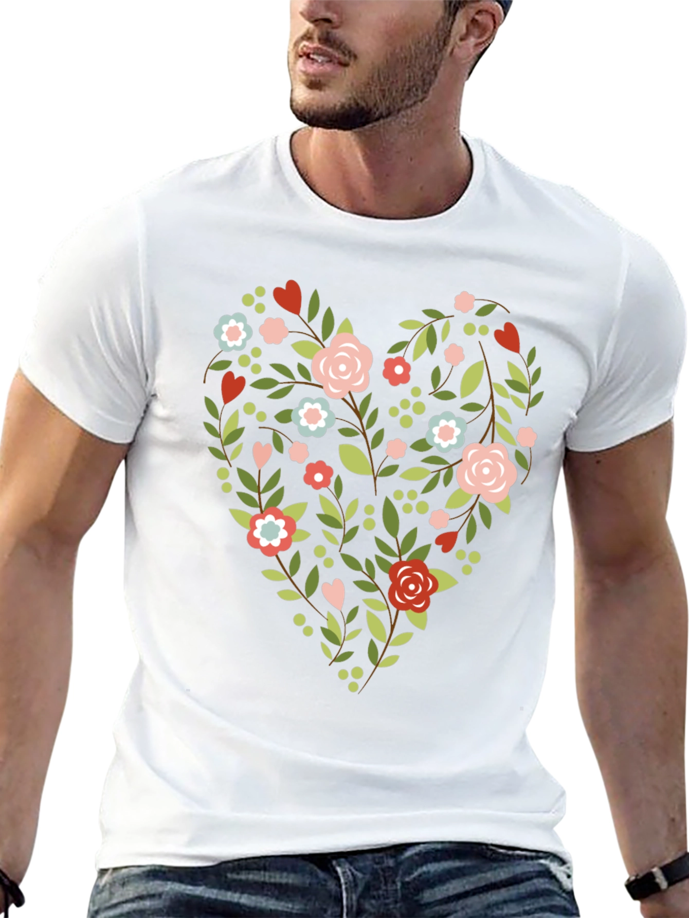 Black Floral Heart Tee - Stylish & Unique Design view 13