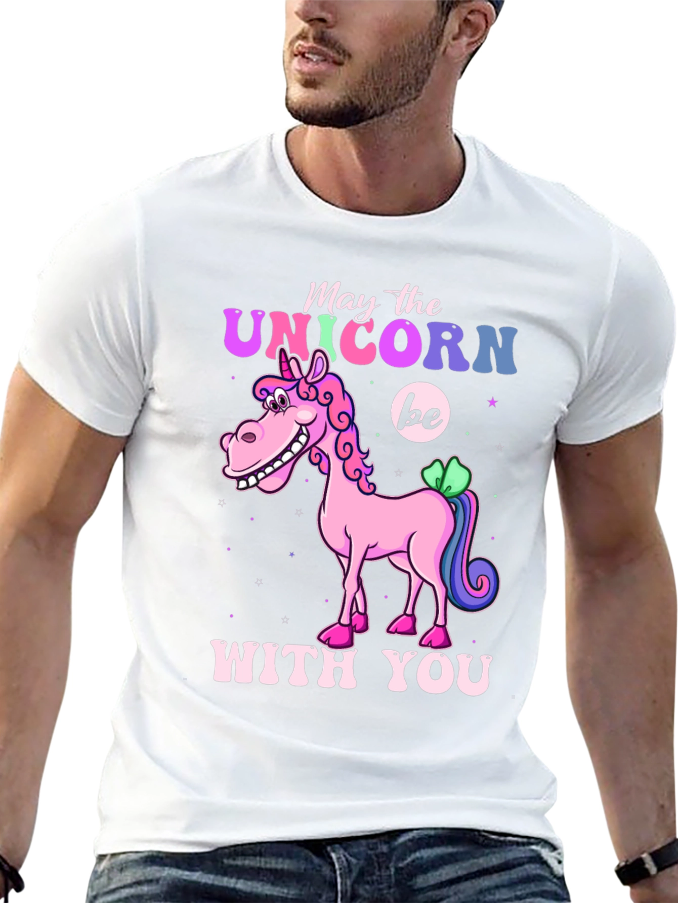 Black May the Unicorn Be With You T-Shirt view 13
