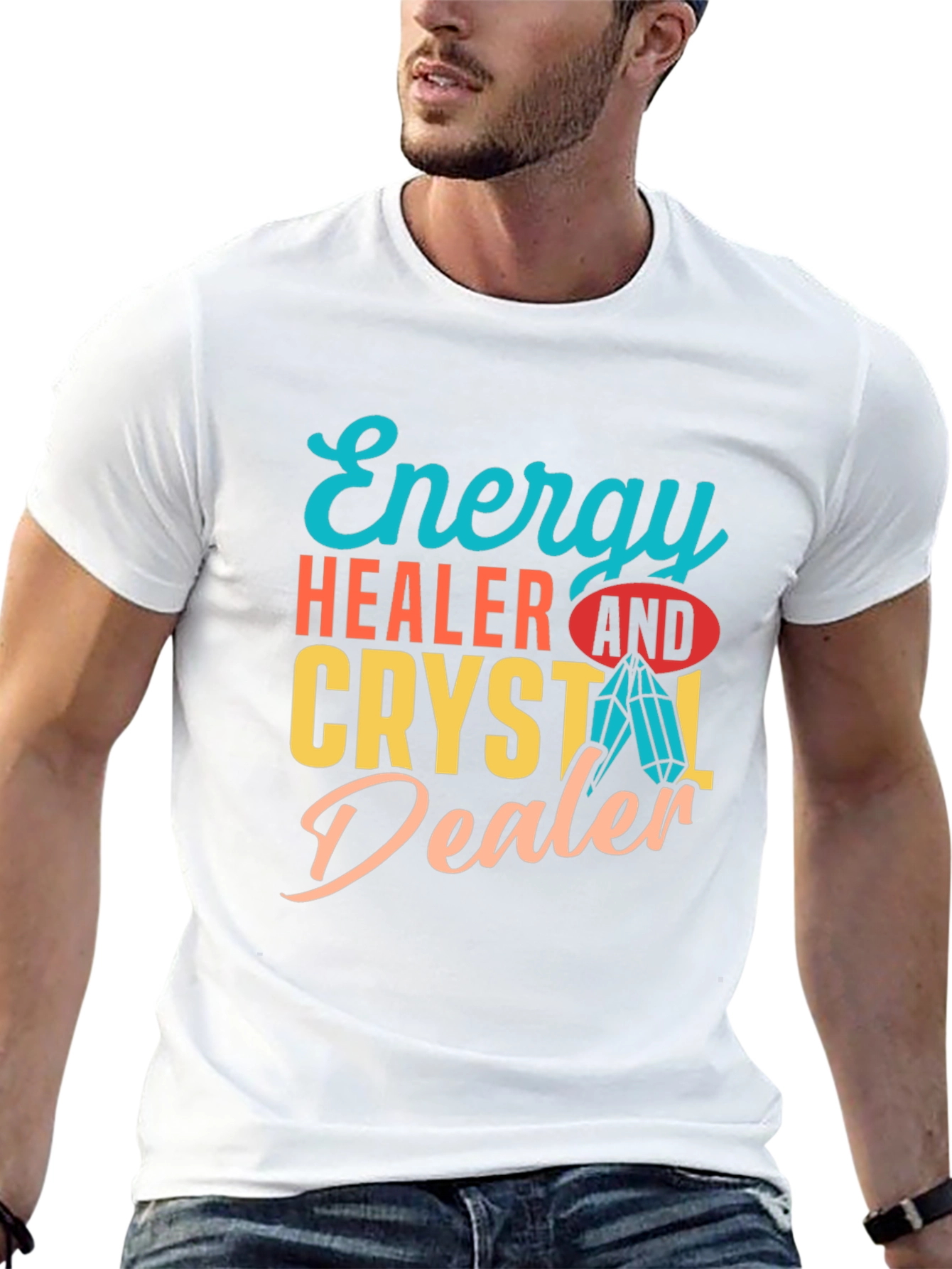Black Energy Healer & Crystal Dealer Graphic T-Shirt view 13
