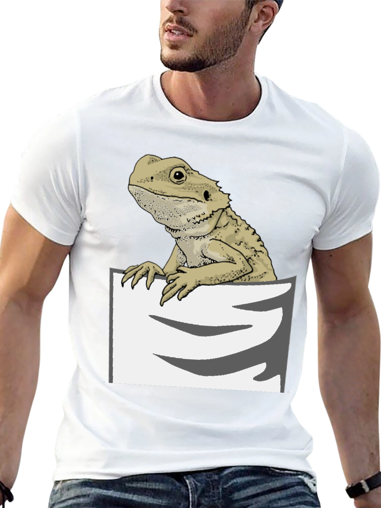 Black Bearded Dragon Pocket T-Shirt - Cool Reptile Lover Tee view 13