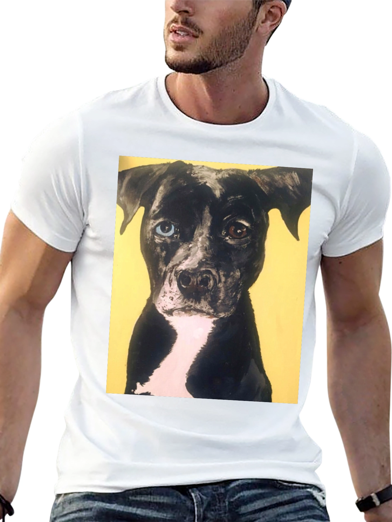 Black Dog Portrait Tee - Heterochromia Eyes view 13