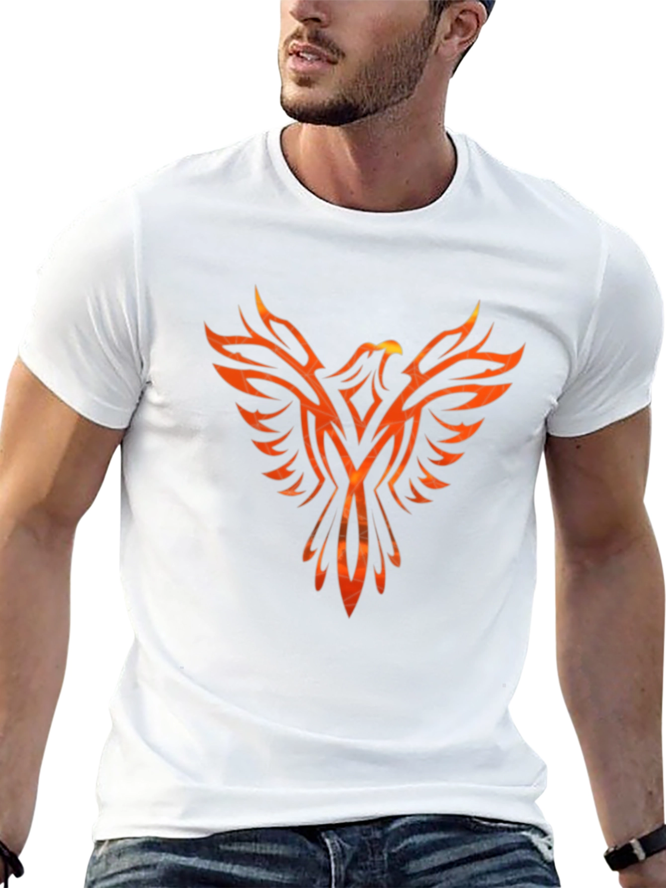 Black Fiery Phoenix Graphic Tee - Black Cotton Blend view 13
