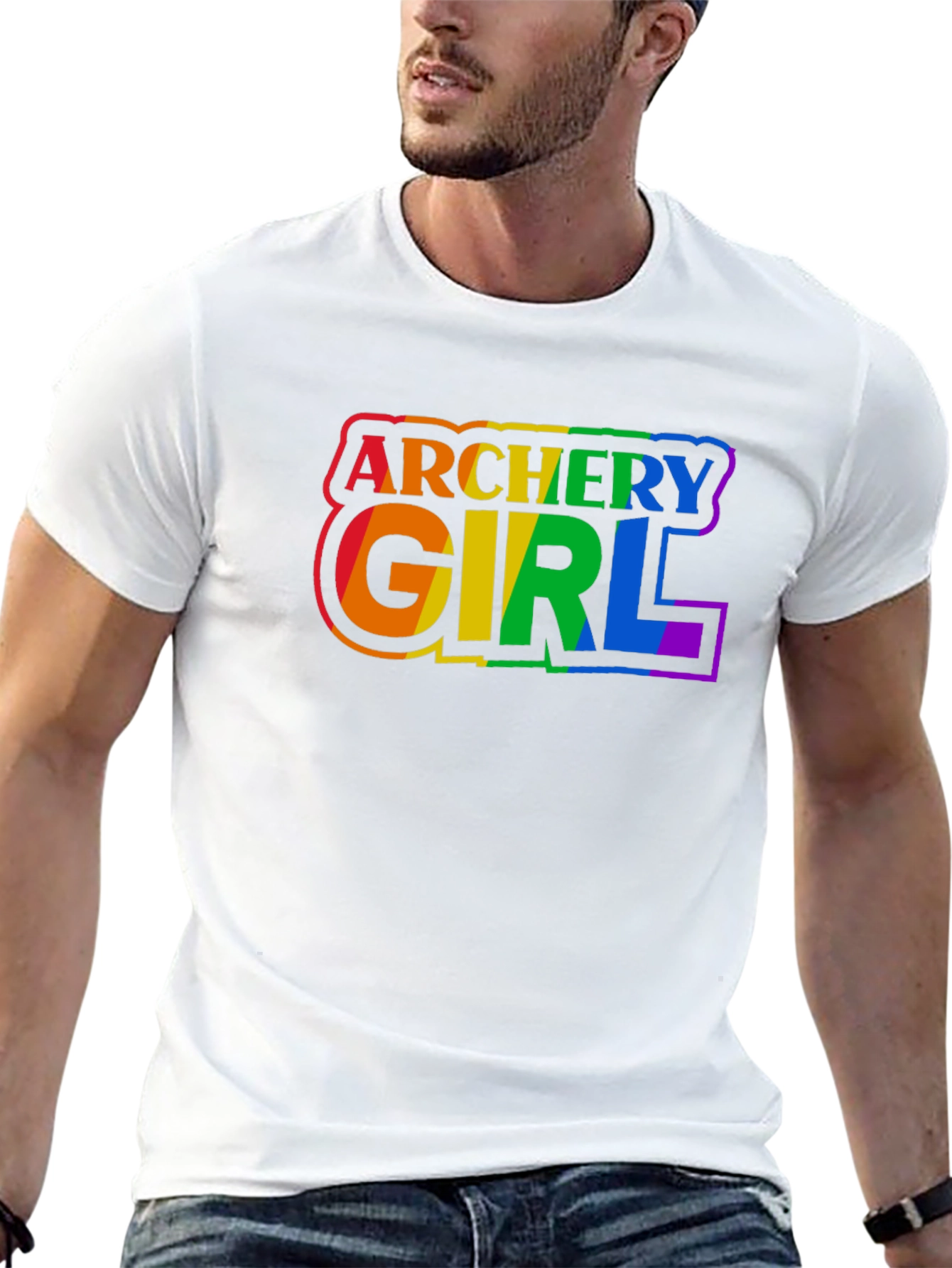 Black Archery Girl Pride T-Shirt - Rainbow Graphic Tee view 13