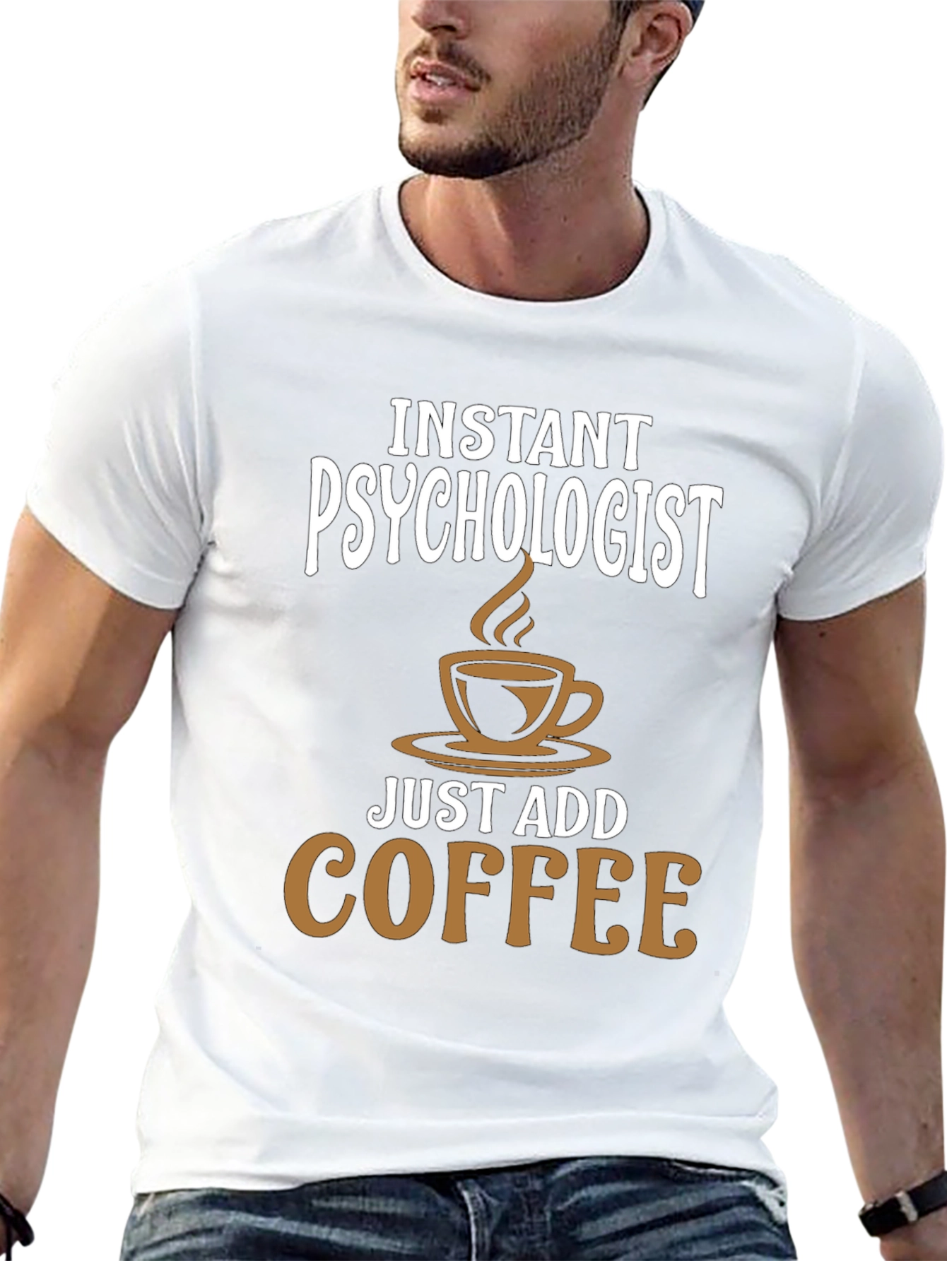 Black Instant Psychologist Just Add Coffee T-Shirt view 13