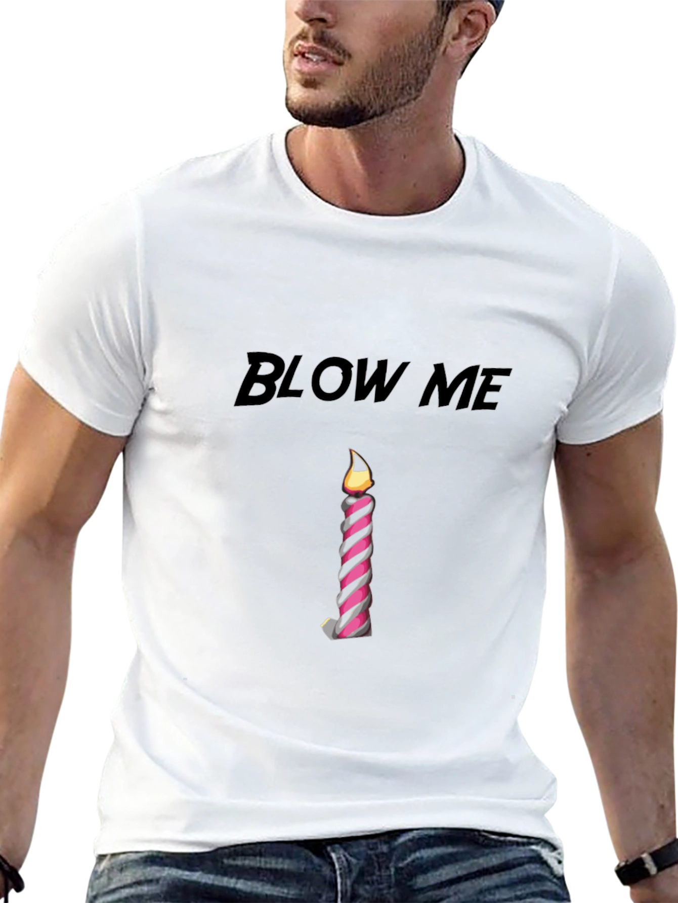 Black Blow Me Candle Graphic Black T-Shirt view 13
