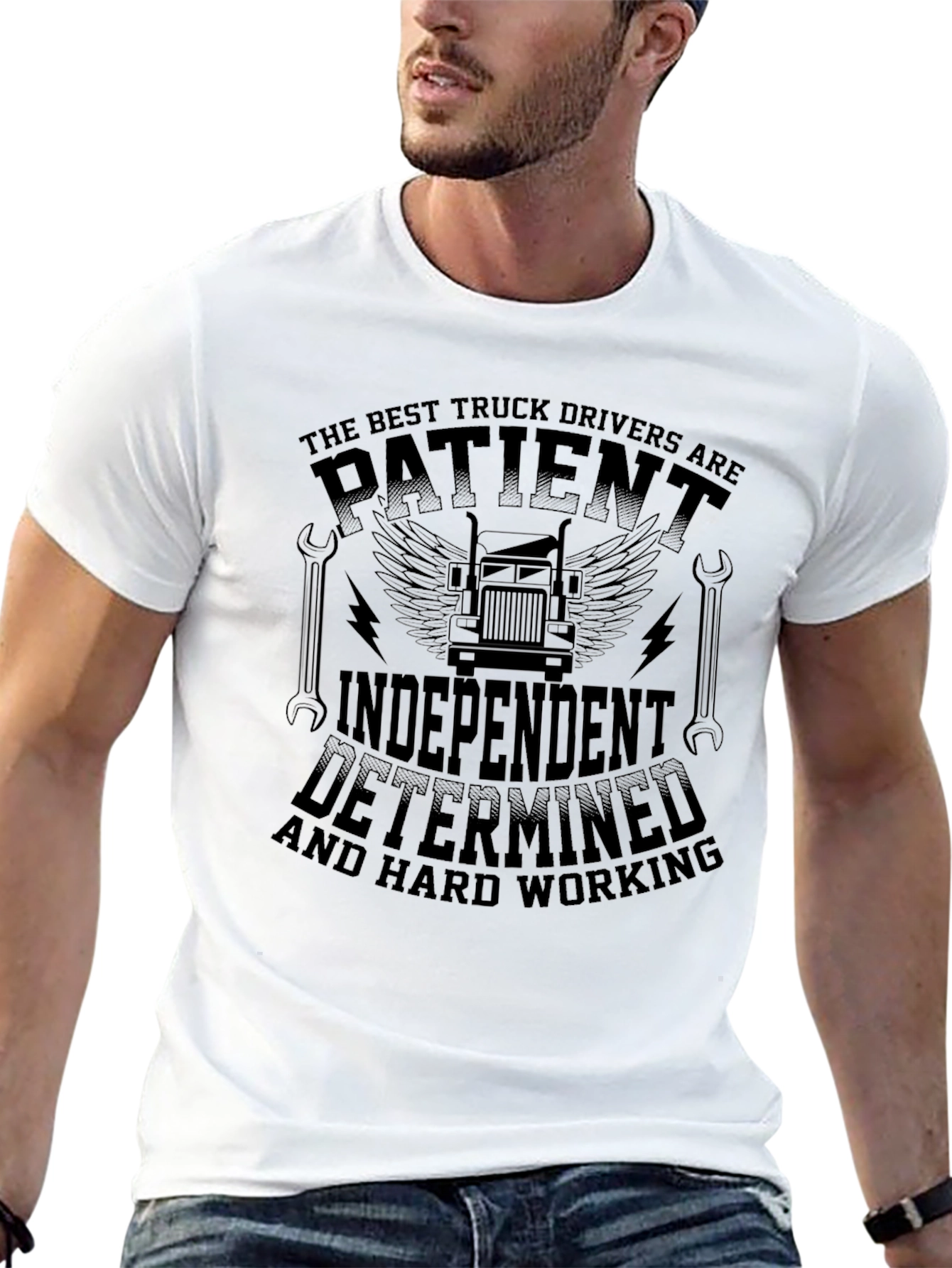 Black Truck Driver T-Shirt - Patient Independent Determined view 13