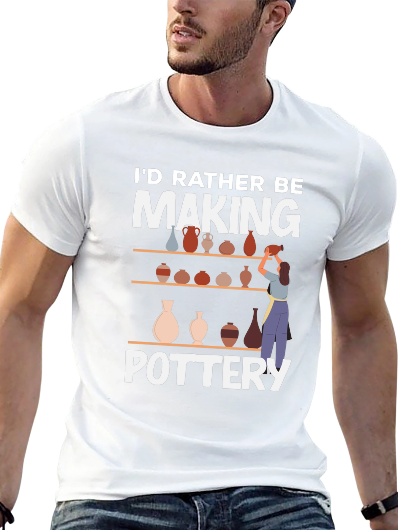Black Pottery Lover T-Shirt - I'd Rather Be Making Pottery view 13