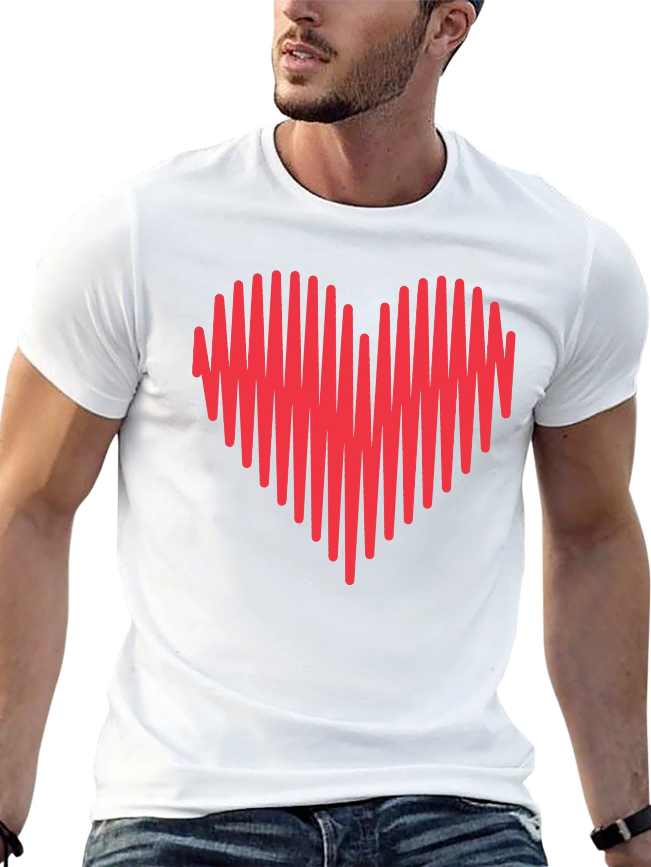 Black Heartbeat Heart Graphic Tee - Mens Crew Neck view 13