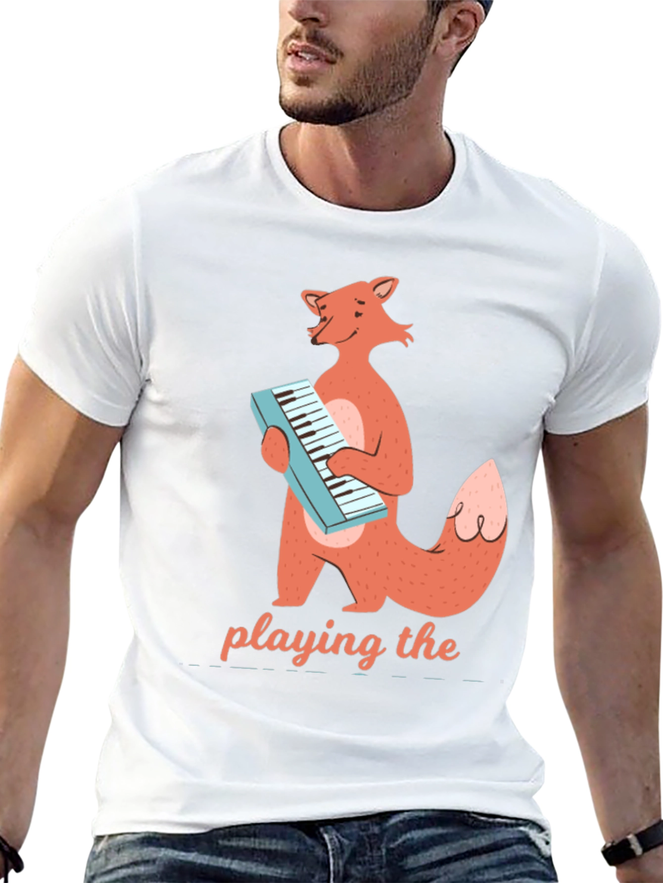 Black Fox Playing Keyboard T-Shirt - Cute Animal Music Tee view 13