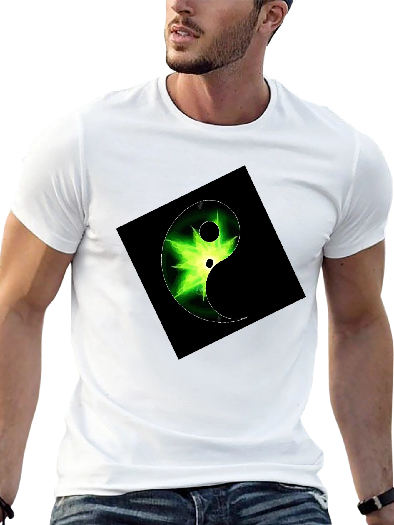 Black Yin Yang Graphic Tee - Black Cotton Blend view 13