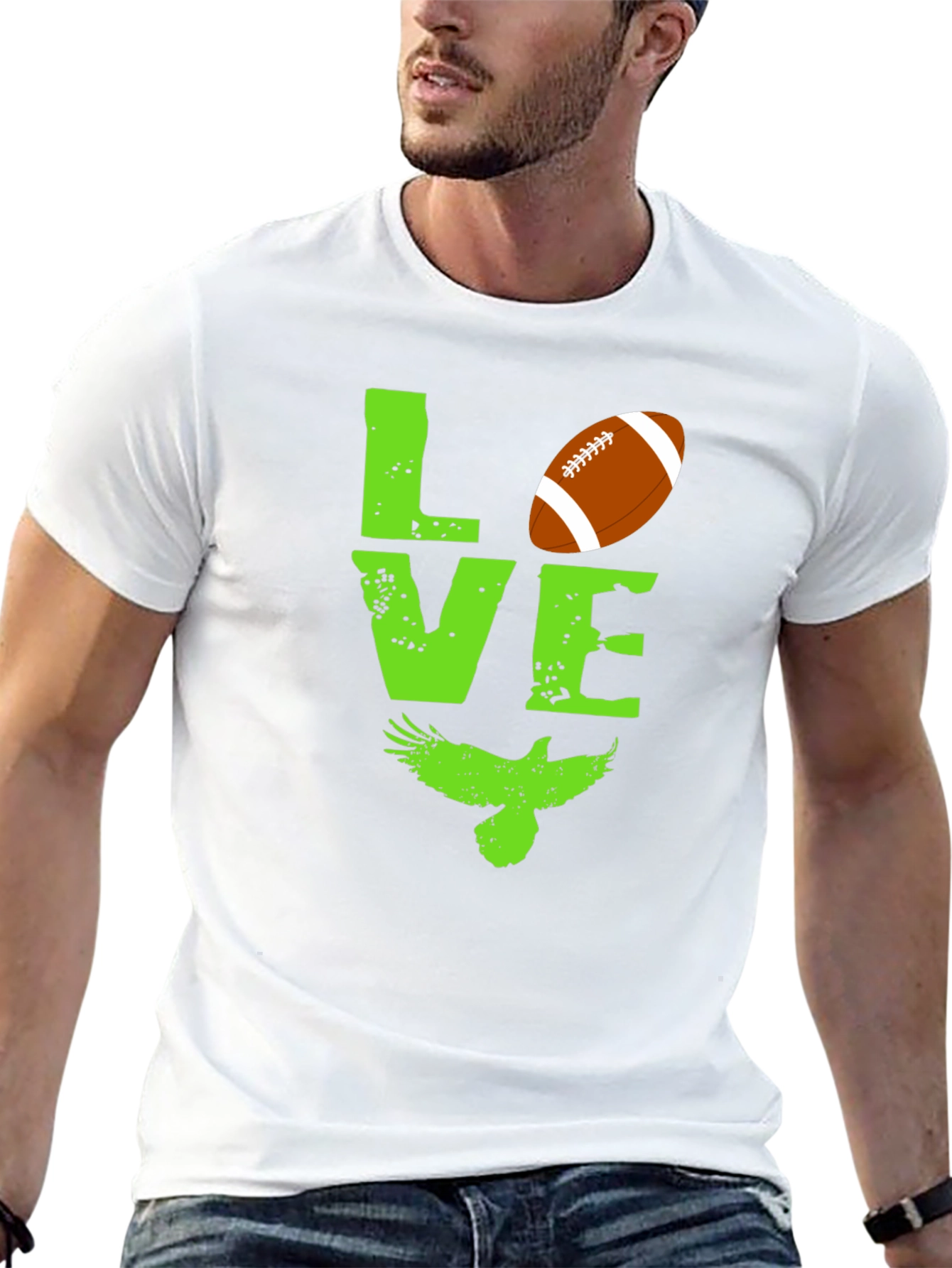 Black Love Football and Eagles Graphic T-Shirt view 13