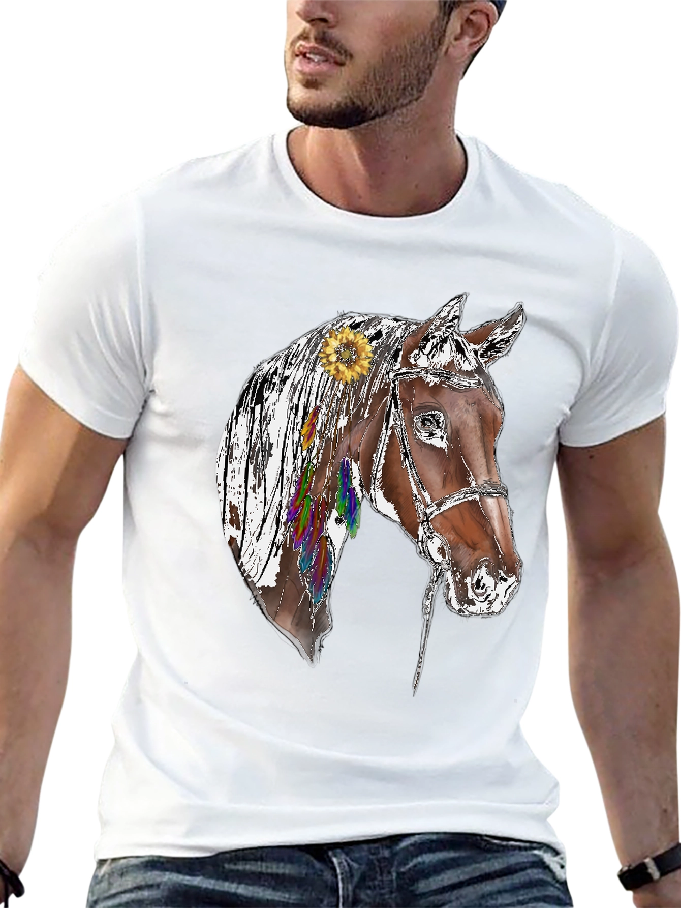 Black Horse Graphic Tee - Sunflower & Feathers Black T-Shirt view 13