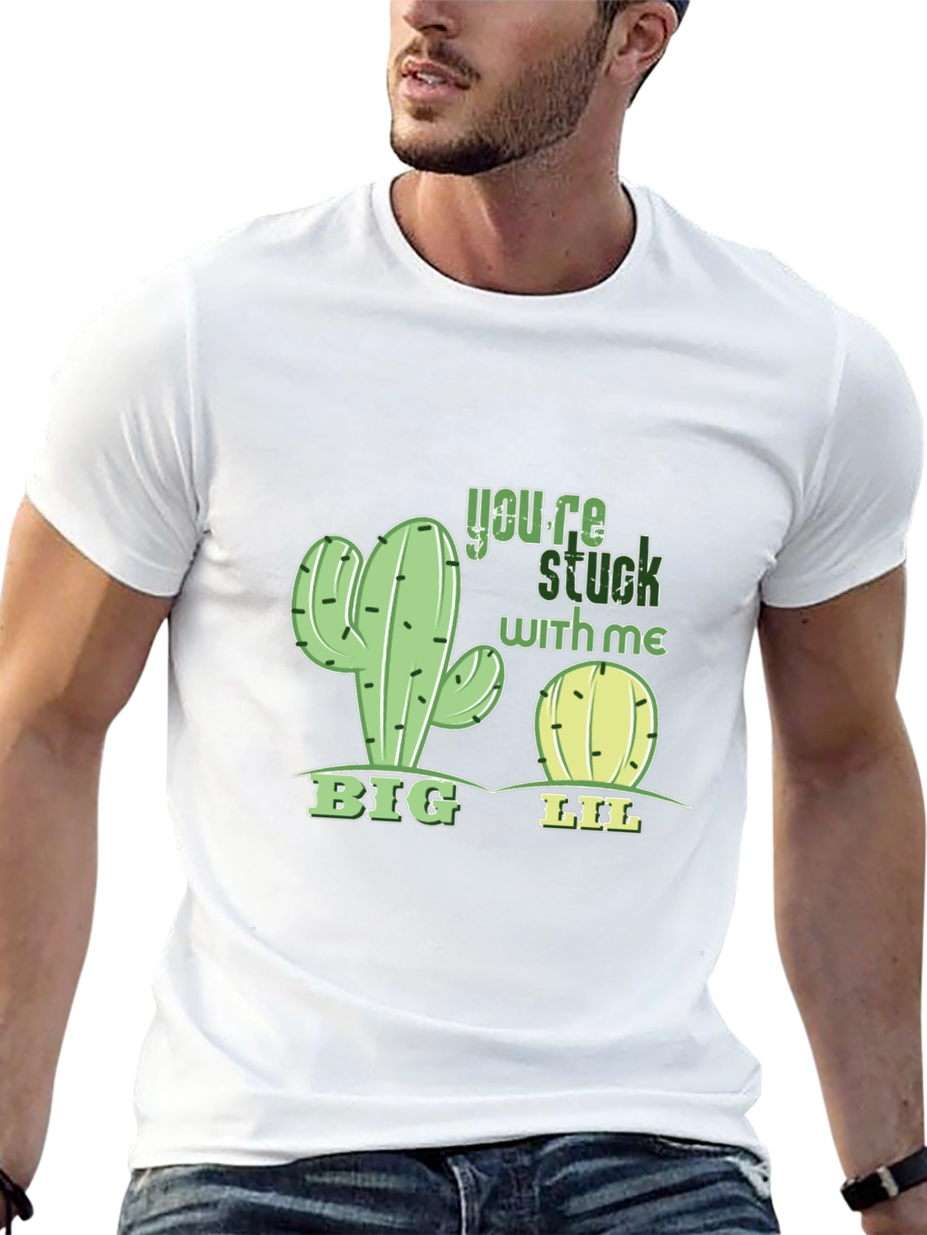 Black Funny Cactus You're Stuck With Me T-Shirt view 13