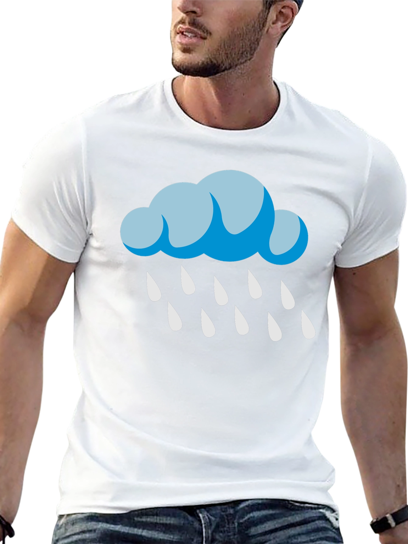Black Rain Cloud Graphic T-Shirt - Black Cotton Tee view 13