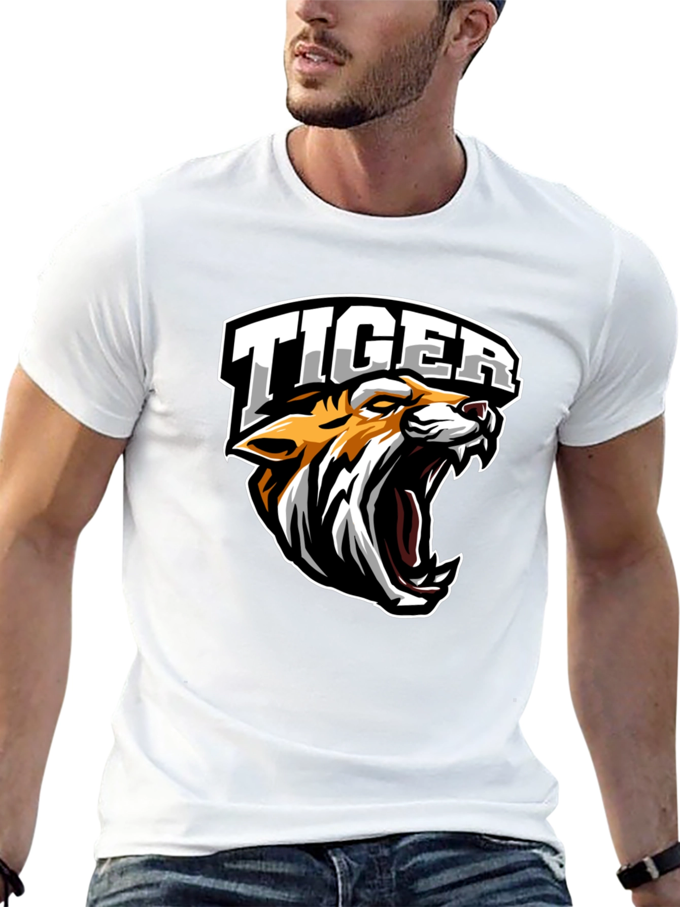 Black Tiger Graphic Tee - Black Cotton T-Shirt view 13