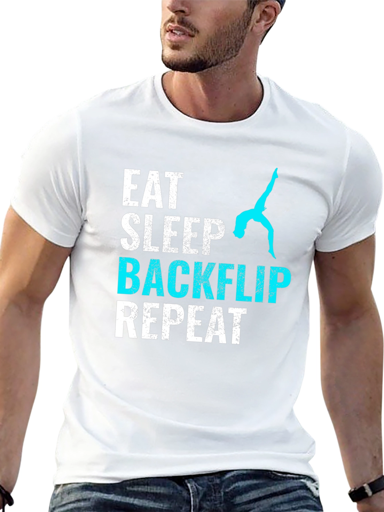 Black Eat Sleep Backflip Repeat T-Shirt - Gymnast Tee view 13