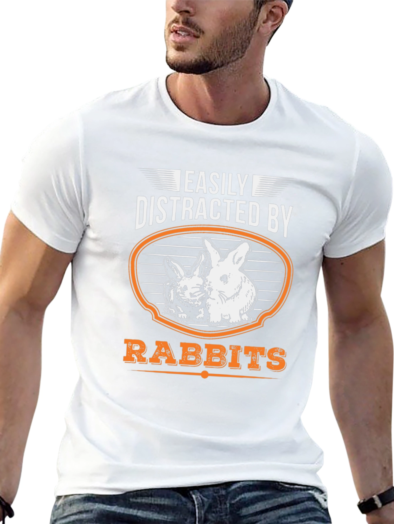 Black Easily Distracted By Rabbits Funny Graphic T-Shirt view 13