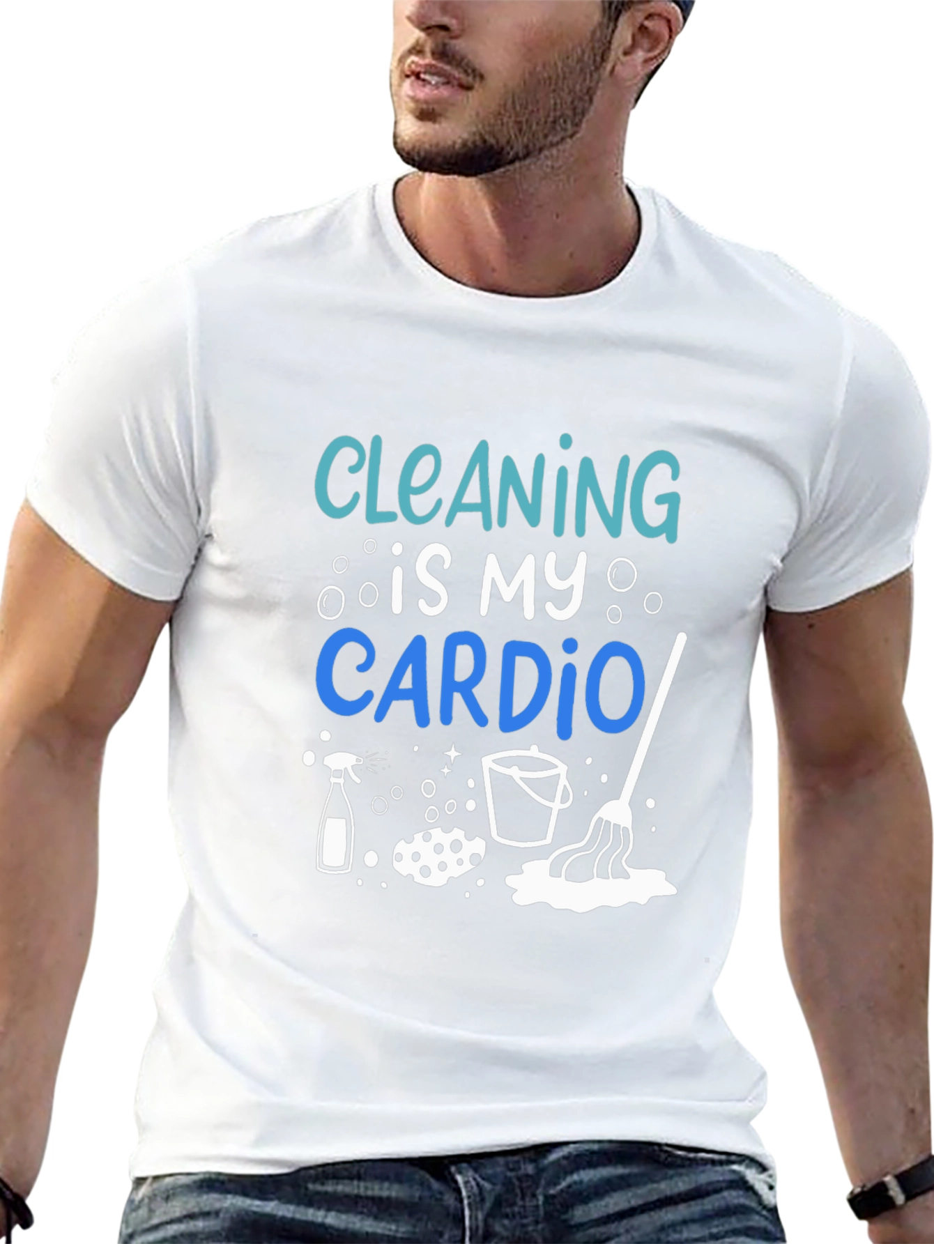 Black Cleaning is My Cardio T-Shirt view 13