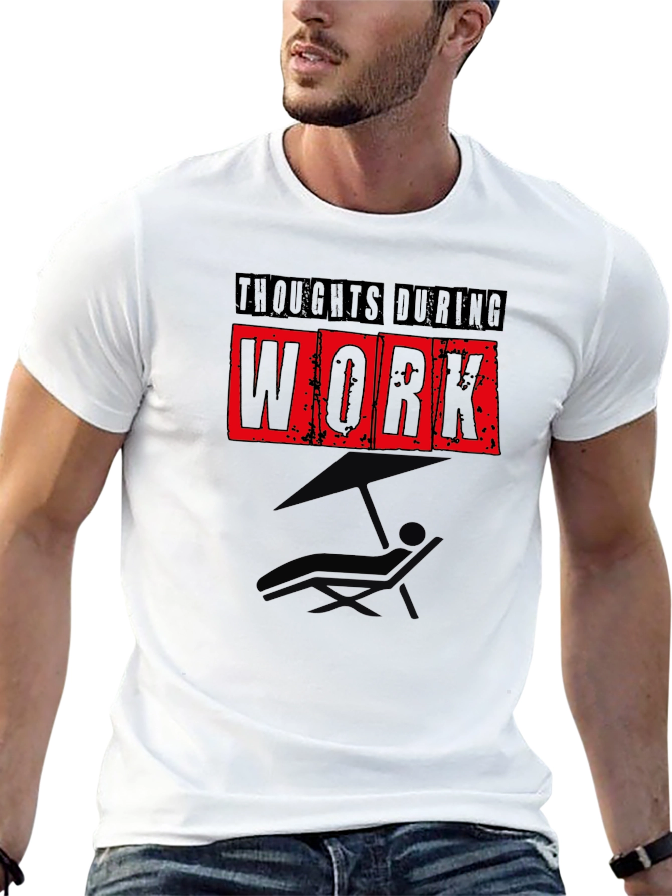 Black Thoughts During Work - Funny Graphic T-Shirt view 13