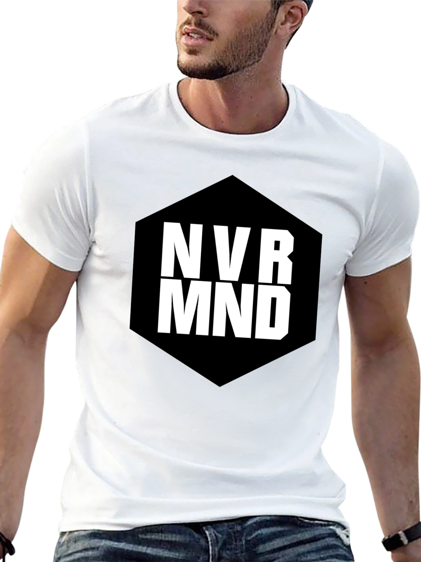 Black NVR MND Black Graphic T-Shirt - Modern Tee view 13