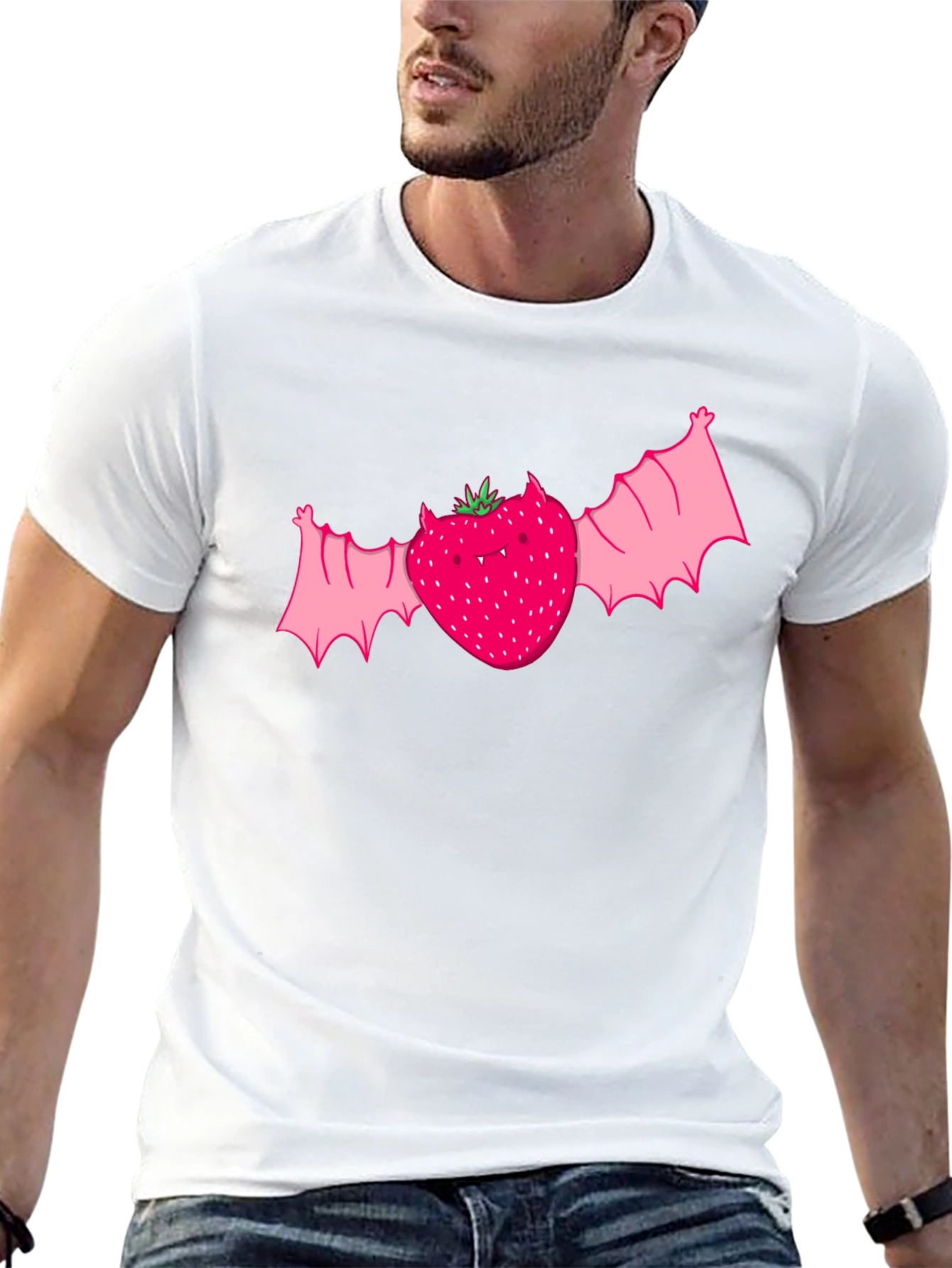 Black Strawberry Bat Graphic Tee - Unique Horror Style view 13