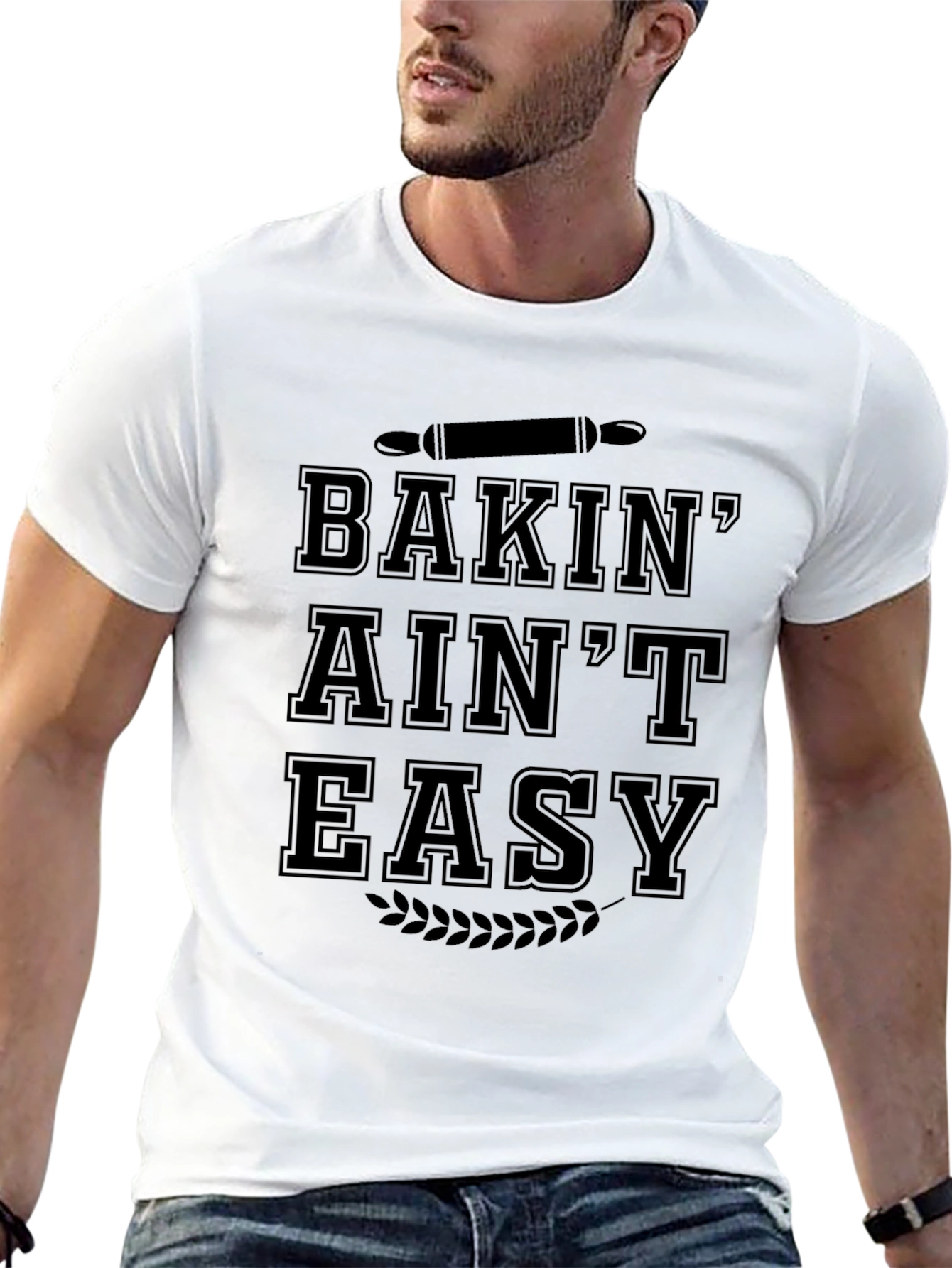 Black Bakin' Ain't Easy Black Graphic T-Shirt view 13