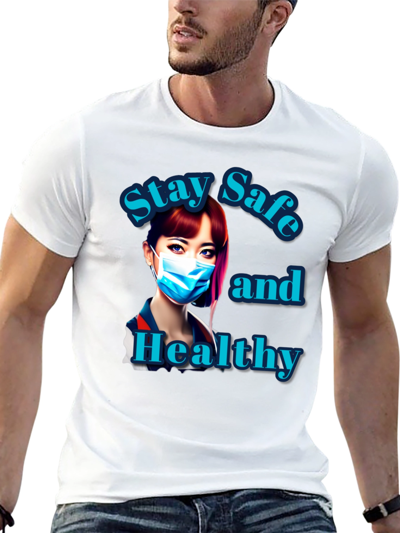 Black Stay Safe and Healthy Graphic Tee view 13