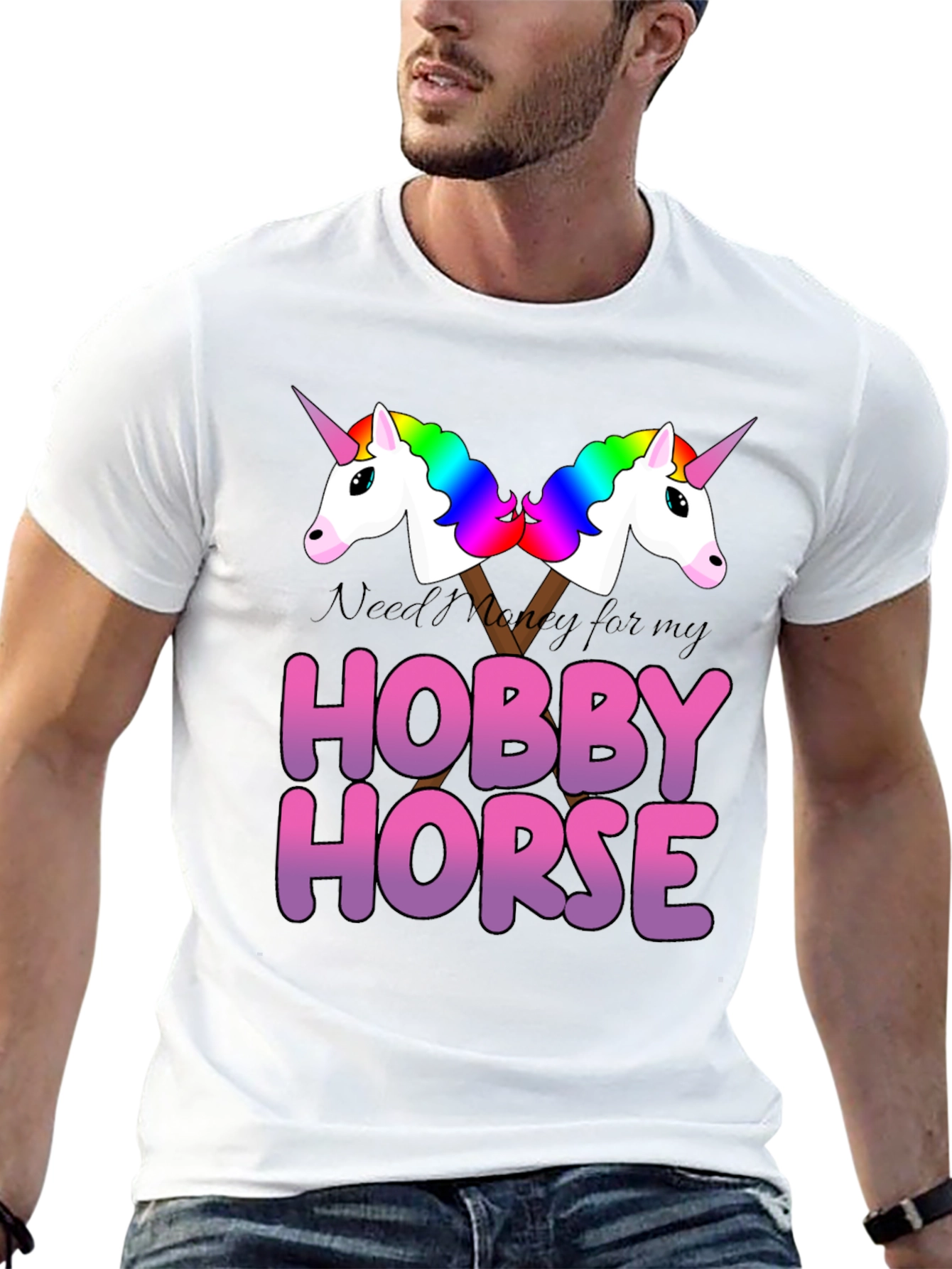 Black Hobby Horse Unicorn Graphic T-Shirt view 13