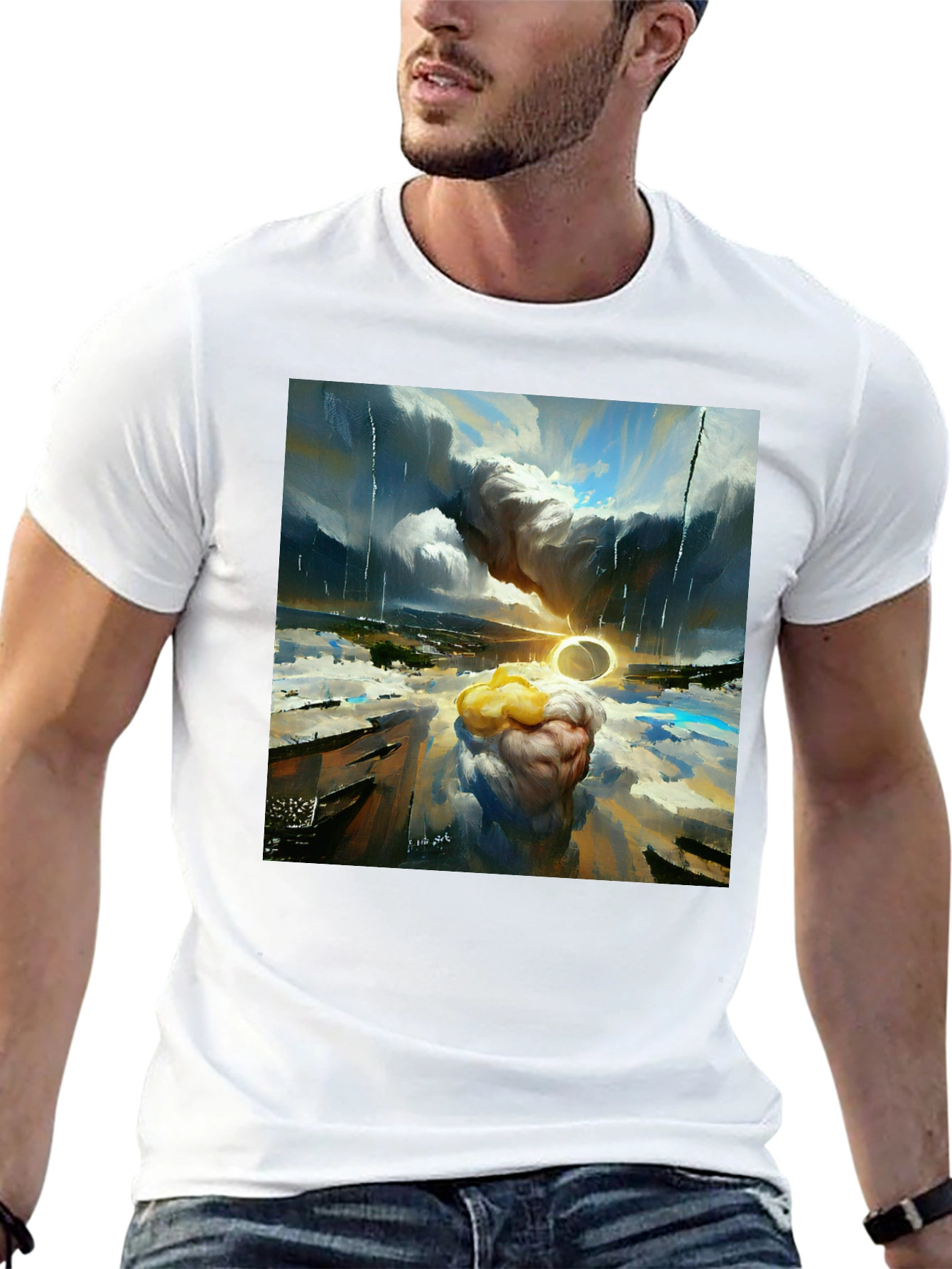 Black Surreal Art T-Shirt - Dreamscape Design view 13