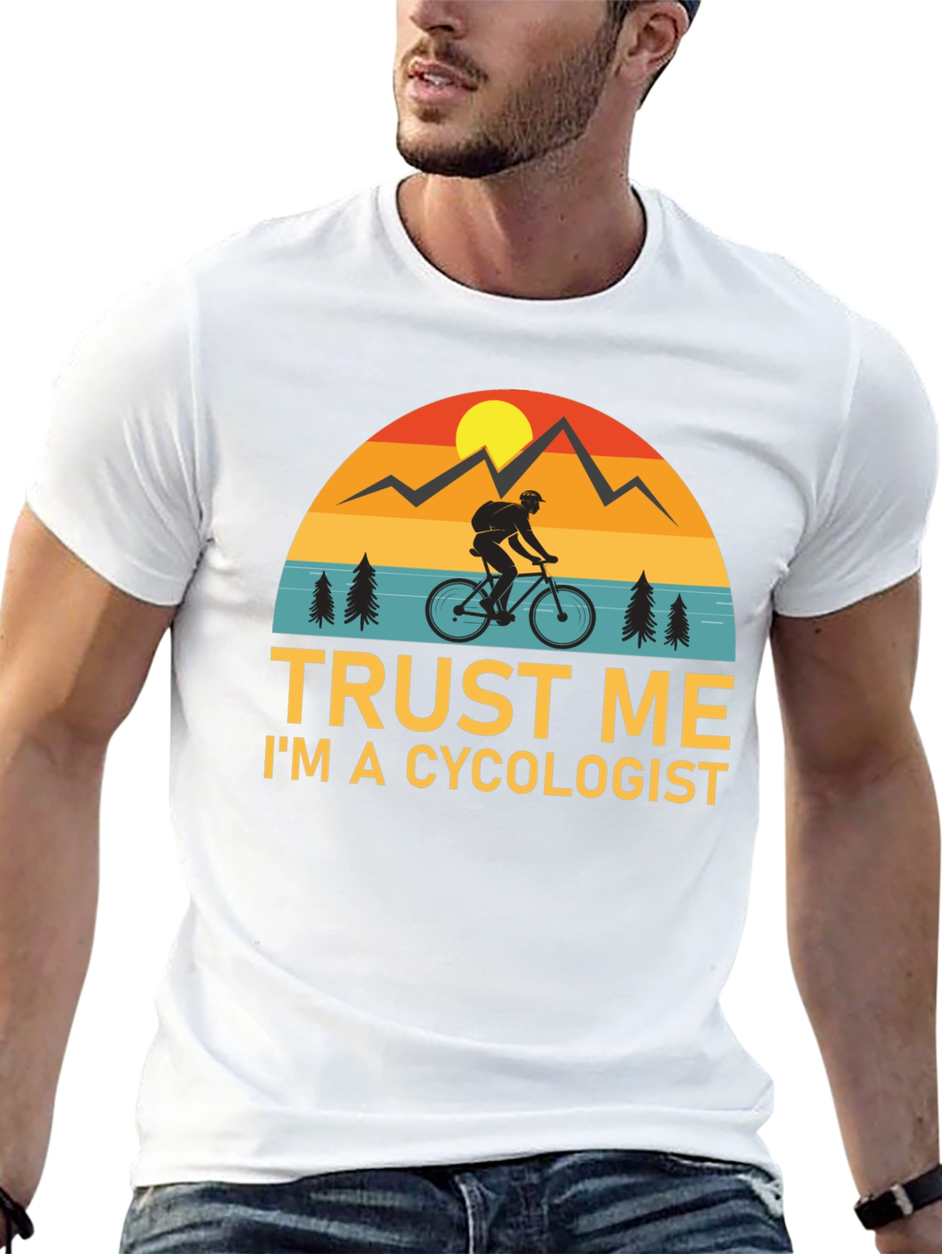 Black Trust Me I'm a Cycologist Funny Biker T-Shirt view 13