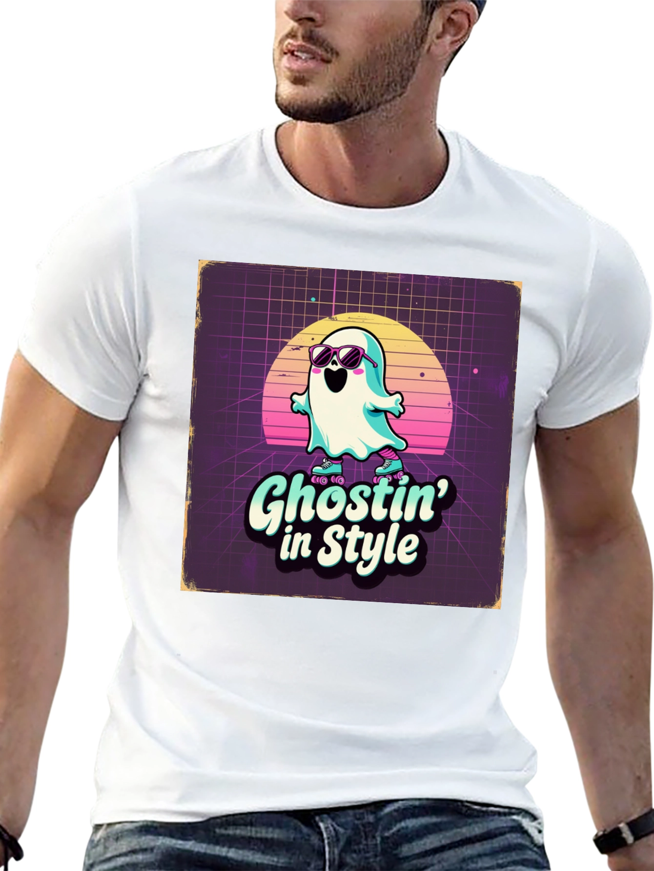 Black Ghostin' in Style Retro T-Shirt view 13
