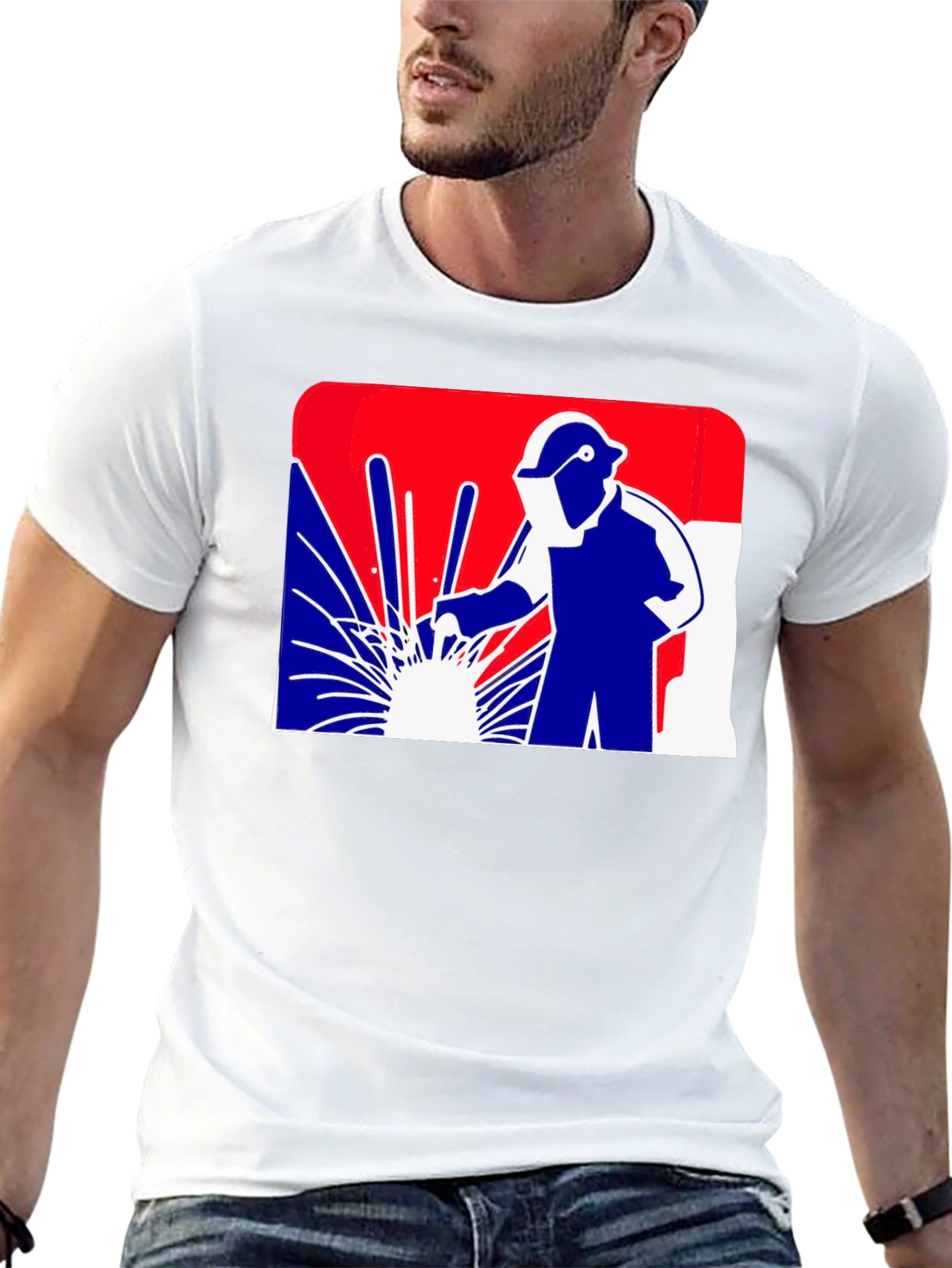 Black Welder Graphic T-Shirt - Patriotic Design view 13