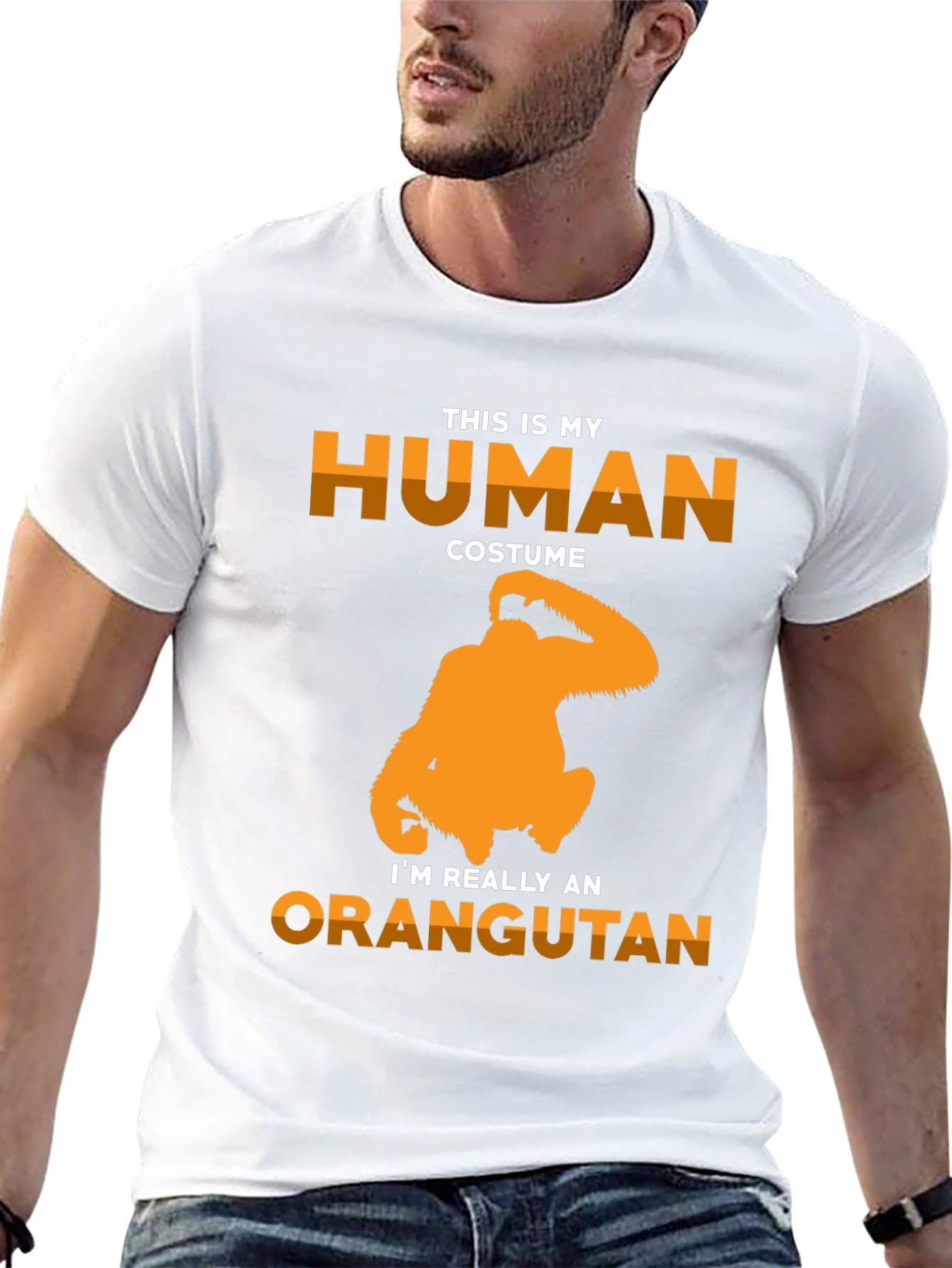 Black Human Costume Orangutan Graphic T-Shirt view 13