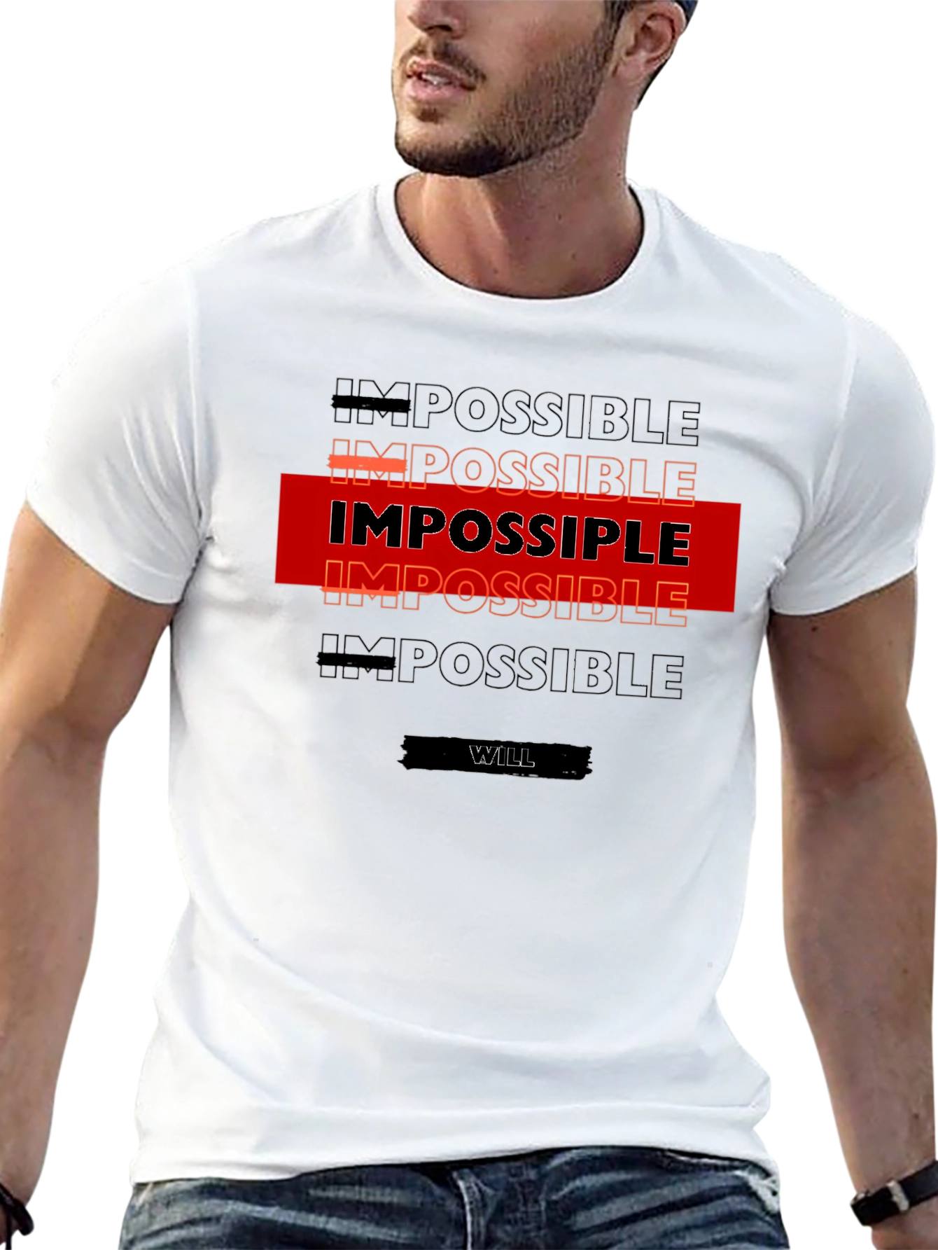 Black Impossible is Nothing T-Shirt - Motivational Design view 13