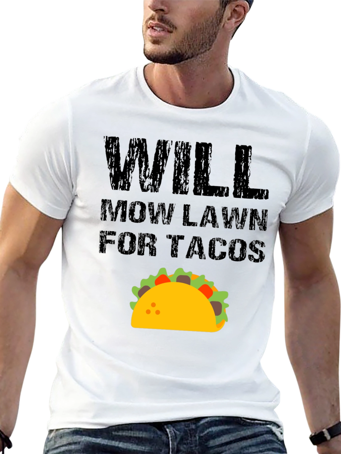 Black Will Mow Lawn for Tacos Funny Graphic T-Shirt view 13