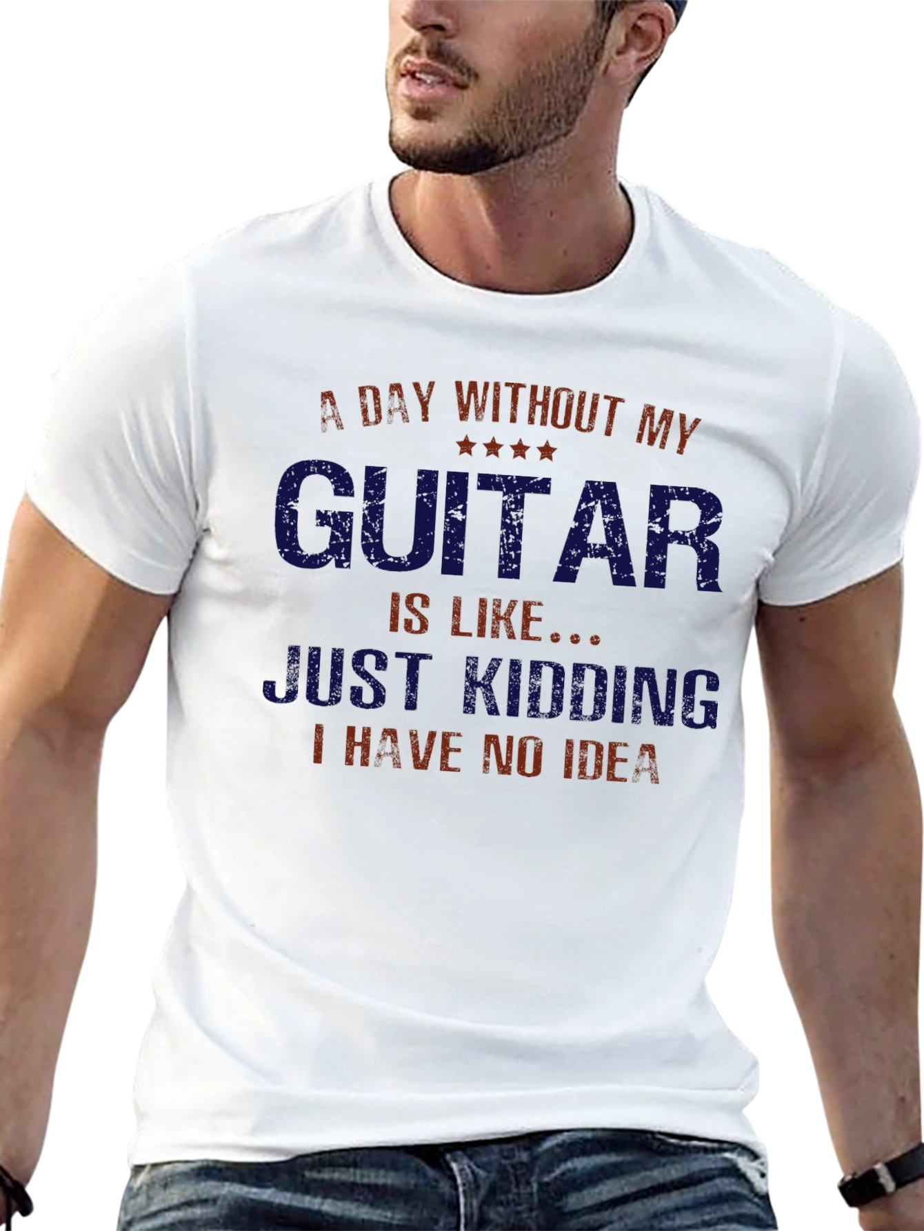 Black Guitar Lover's T-Shirt - 'A Day Without My Guitar' view 13