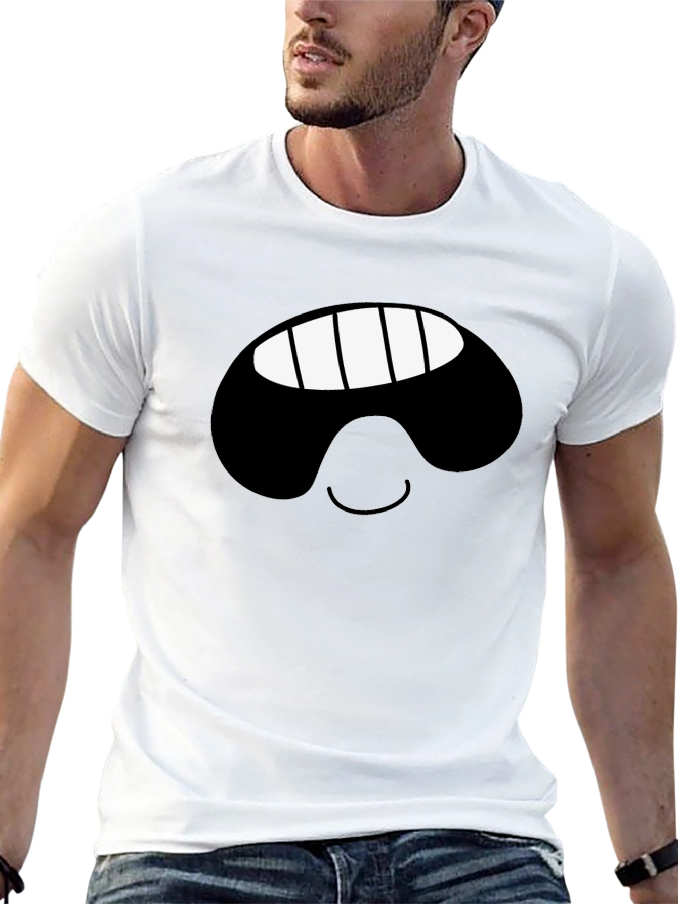 Black Smiling Face Black T-Shirt view 13