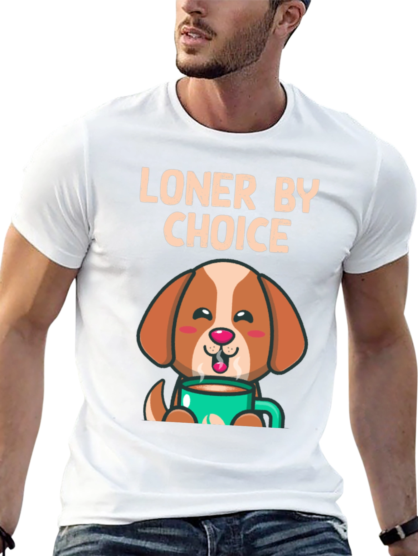 Black Loner By Choice Dog Coffee T-Shirt view 13