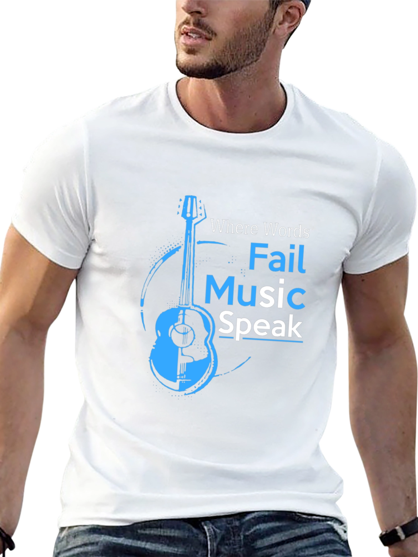 Black Music Speaks T-Shirt - Acoustic Guitar Design view 13