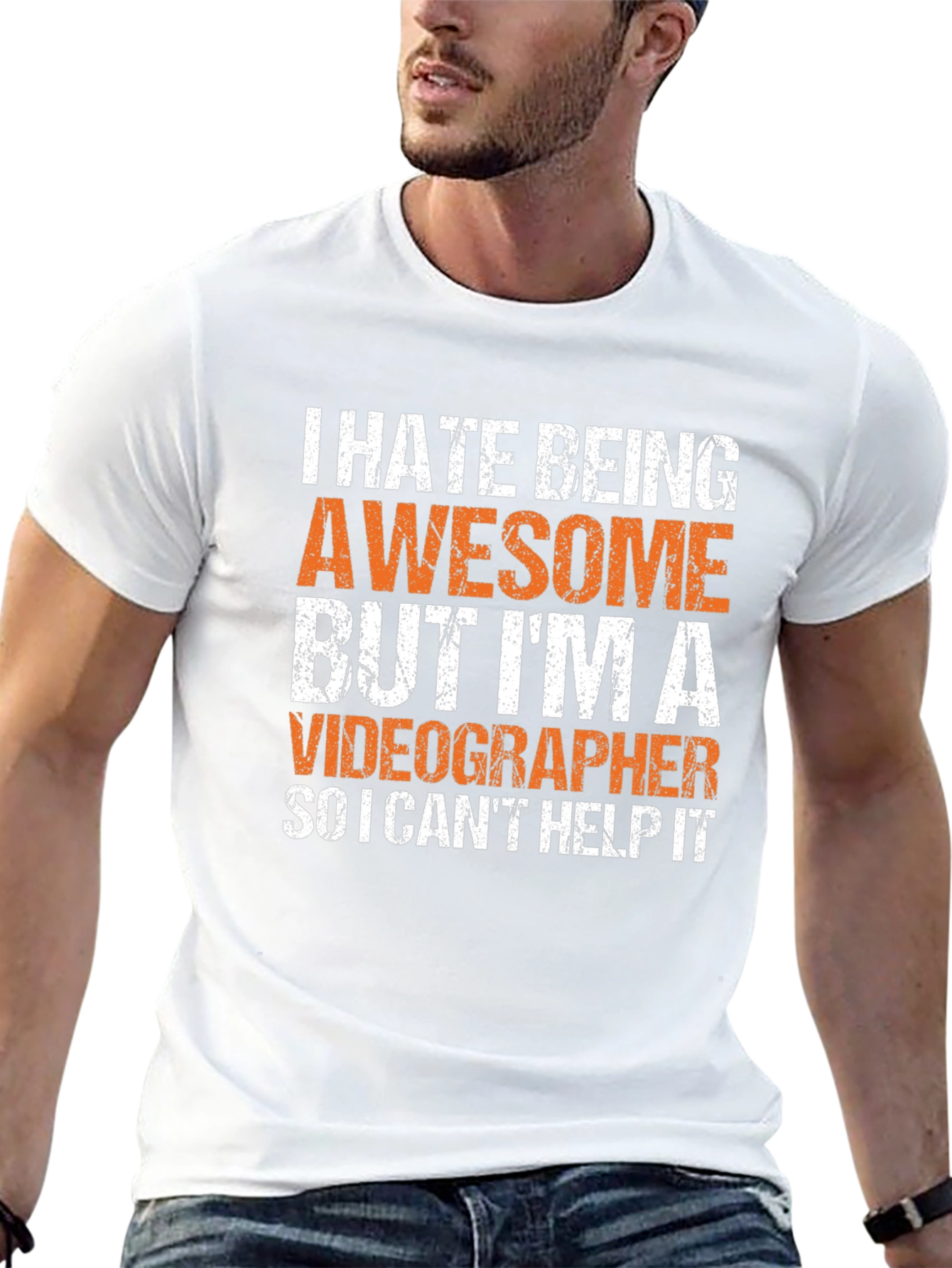Black Awesome Videographer Graphic Tee - Black Cotton T-Shirt view 13