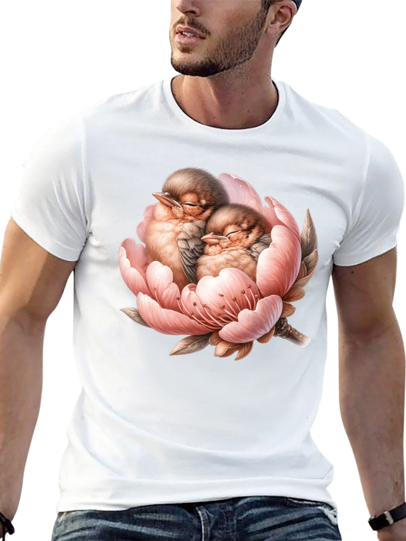 Black Birds in Bloom Black Graphic Tee view 13