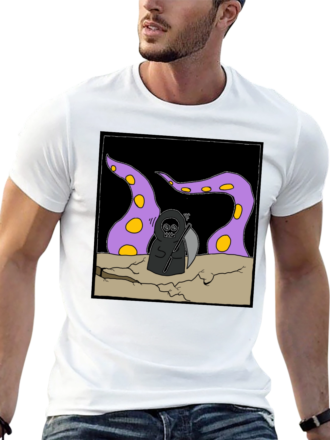 Black Grim Reaper Tentacle T-Shirt view 13