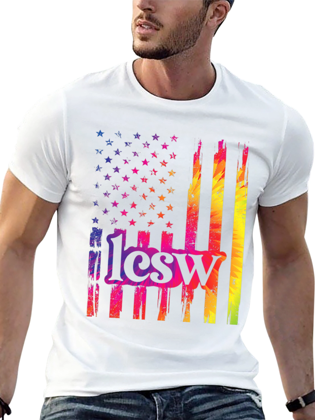 Black Rainbow American Flag 1lcsw T-Shirt view 13