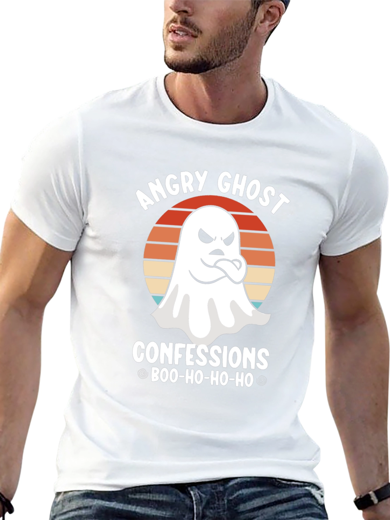 Black Angry Ghost Confessions Boo-Ho-Ho-Ho T-Shirt view 13