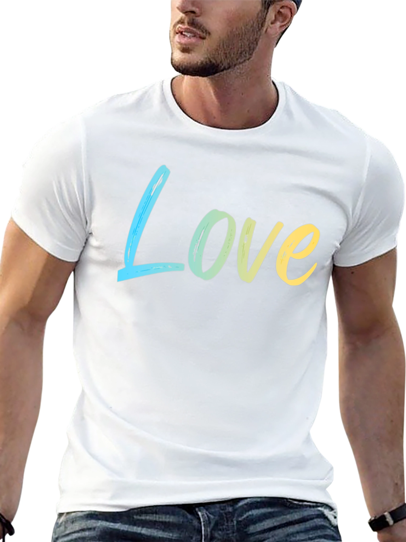 Black Love Gradient Tee - Soft Cotton Blend, Casual Style view 13