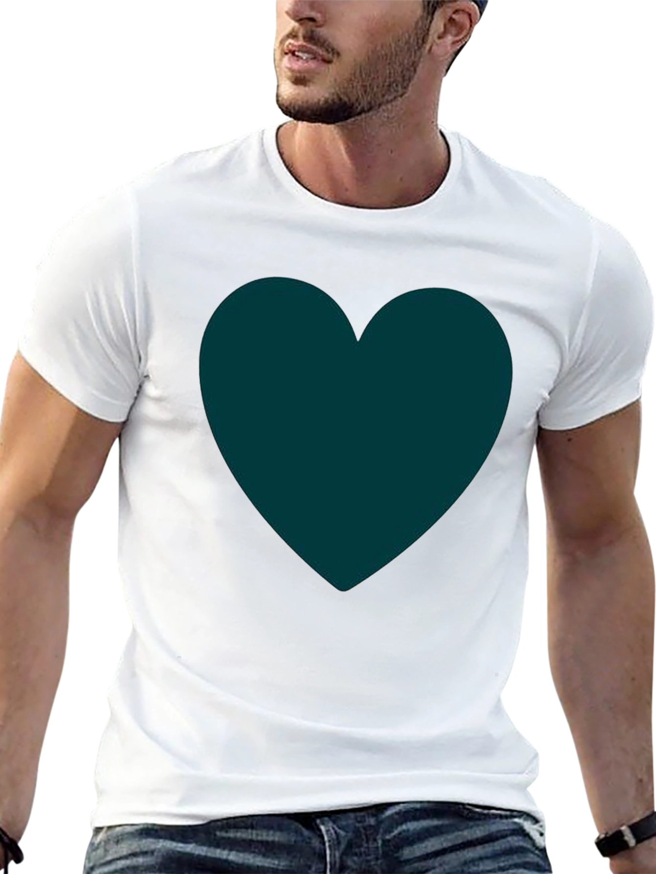 Black Heart Graphic Tee - Soft Black Casual Shirt view 13